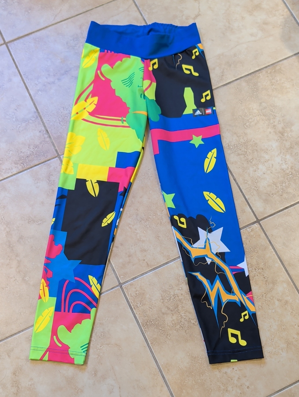 Adidas x LEGO Colorful Geometric Athletic Leggings Girls Size 11-12 Years